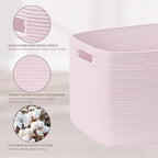 72L Large Woven Laundry Basket Hamper with Handles, Pink - Image 4