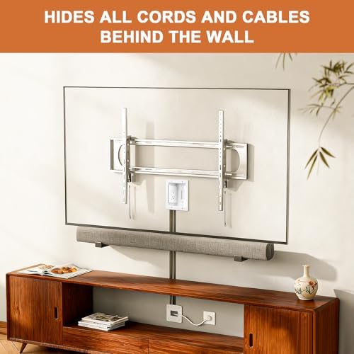 in Wall Cable Management Kit with Recessed Tv Outlet Box-Two-Hole Socket, 9ft Cord,Tv Cable Hider Wall Kit Hider Box Fits All Plugs, Easy, Safe Cable Management - Image 3