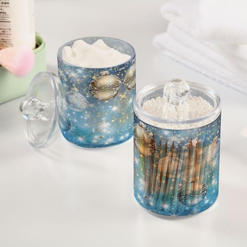 MNSRUU 4 Pack Qtip Holder Organizer Dispenser Christmas Bell Ornaments Bathroom Storage Canister Cotton Ball Holder Bathroom Containers for Cotton Swabs/Pads/Floss - Image 2