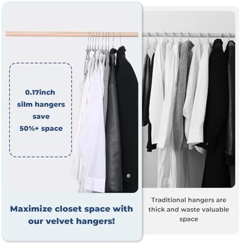 Grey Velvet Hangers, Stackable Hanger with Non Slip Felt Fabric - Image 3