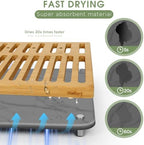 Sofort Bamboo Dish Rack with Absorbent Stone Dish Drying Mat - Image 7