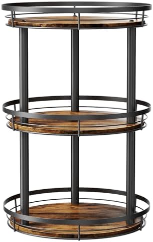 LAMU 12'' Wood Lazy Susan Spice Rack Organizer, 3 Tier Spice Organization for Cabinet, Countertop, Kitchen, Table Top, Pantry, Condiment and Seasoning Rack Organizer by YourHome-OrganizationHelper