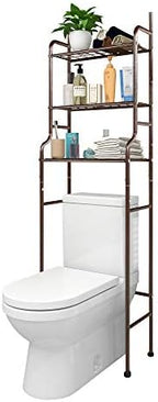 3-Shelf Bathroom Organizer Over Toilet, Space Saver Storage, Brown - Image 4