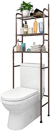 3-Shelf Bathroom Organizer Over Toilet, Space Saver Storage, Brown - Image 4