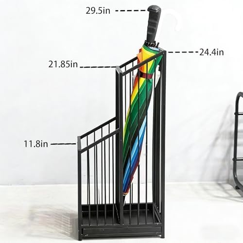 Black Umbrella Stand with Drip Tray, No Assembly Required, Minimalist Modern Home Decor, Durable Space‑Saving Indoor Umbrella Storage Holder for Entryway, Hotel & Office Entrance - Image 3