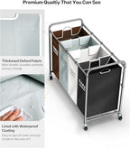 ROMOON Laundry Hamper Sorter Cart, 4-Section Organizer with Lockable Wheels - Image 4