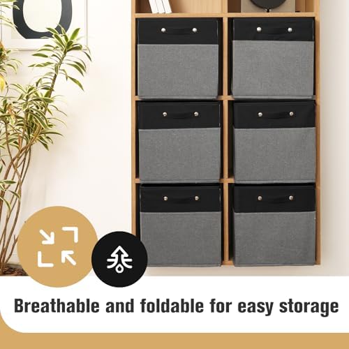 FinishingBo 13x13x13 Storage Cube Bins 6 Pack, Cube Shelf Baskets - Image 2