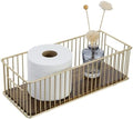 MyGift Brass Tone Metal Toilet Paper Holder with Rustic Wood Base Tray by MyGiftHome
