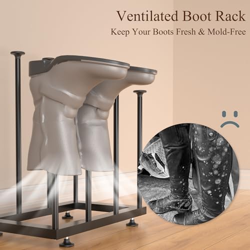 Boot Rack,Metal Free Standing Boot Storage Organizer, 8 Pairs,Black - Image 6