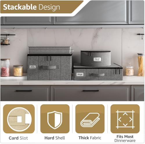 Sorbus Flatware Storage Box, Clear Silverware Organizer with Lid (Beige) - Image 3