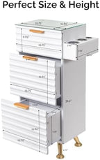Salon Stations for Hair Stylist, Barber Station with Glass Top & Drawers & Hot Tool Holder, Salon Storage Cabinet Hair Organizer Equipment for Beauty Spa Dresser, White - Image 5