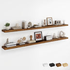 Dreamland 72Inch Floating Shelves for Wall, Rustic Wooden Storage Shelf for Living Room, Kitchen, Farmhouse, Wall Mounted Display Shelving with Invisible Heavy-Duty Metal Bracket, Set of 2 - Brown by Dreamland