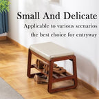 latifolia Solid Wood Bench, Entryway Shoe Bench with Cushion, 2 Tier Shoe Storage Organizer for Hallway, Living Room(Grey,21.65''L) - Image 4