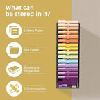 SUPEASY 16-Tier Hanging Wall File Holder Organizer for Papers, Folders, Files Clipboard & Magazine Organization Great for Office Home, Assembly Needed, Black - Image 5