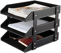 Leather Desk File Organizer, 3-Layer Stackable Tray, Used to Store documents, folders, Stationery, Magazines, Newspapers, Letters, and Other Home Office Sundries Desktop Organization Holder(Black)… by RHCSZ