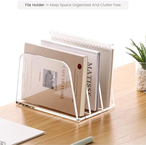 YUXUN Desk File Organizer,3-Section Vertical Clear Acrylic Desk Organizer File Holder Mail Sorter Office Organization for Office Home &Classroom（B5） - Image 2