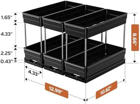Pull Out Spice Rack Organizer for Cabinet, 3 Pack 2 Tier Sliding Spice Rack - Image 2
