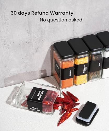 APT 1101 Glass Storage Jars with Bamboo Lid, glass canisters with airtight lids, Clear jars with lids for Spice, Cookie, Candy, Tea, Coffee Bean and Rice (Black, 4oz, set of 12) - Image 5