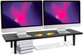 Across-Star Dual-Monitor-Stand-Riser-For-Desk Adjustable Length 32-40 Inch，Large Desktop Computer Monitor Riser For 2 Screens，Desk Shelf Organizer Riser Stand For Computer/Laptop/PC/Printer/TV Black by Acorss-Star