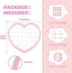 Pink Preppy Coquette Room Decor, Heart Shape Wire Wall Grid Panel for Photo Display Board and Wall Storage Organizer, Wall Decor for Teen Girls and Women Home Bedroom Living Room and Dorm - Image 5