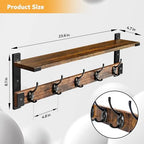 Oraich Coat Rack Wall Mount with Hooks and Shelf for Coat, Backpack, Key, Clothes Hanger, Wall Floating Shelf for Entryway, Living Room, Bathroom, Bedroom, Kitchen - Image 2