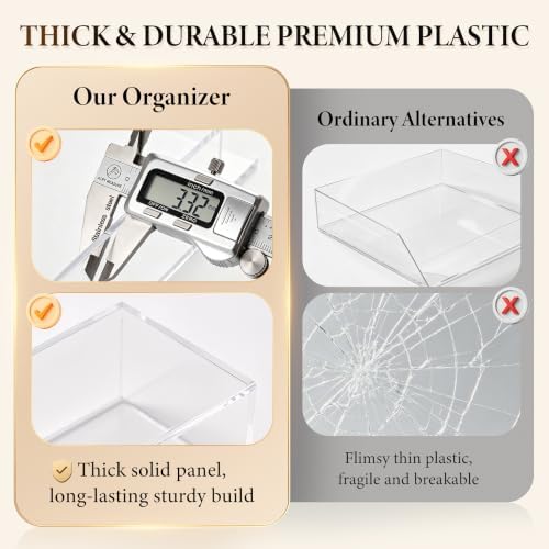 12 Pack Clear Stackable Storage Drawers Bathroom Makeup Organizer Bins - Image 5