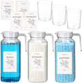 Potchen 3 Pack Laundry Detergent Dispenser Set, Clear Acrylic Liquid Detergent Container with Labels & Measuring Cups, Fabric Softener Dispenser for Laundry Room Organization(50 oz) by Potchen