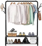 Simple Houseware 52" W Freestanding Closet Garment Rack with Shelves, Black - Image 7