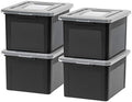 IRIS USA 4-Pack 35 Qt. Letter/Legal File Box with Latching Lid, Black by IRISUSA
