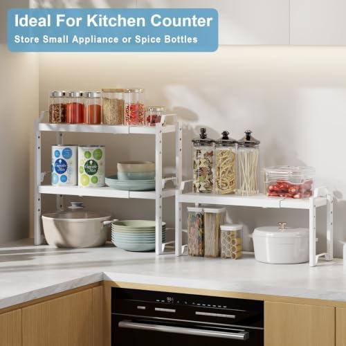Narrow Expandable Cabinet Shelf Organizer, Kitchen Countertop Storage - Image 6