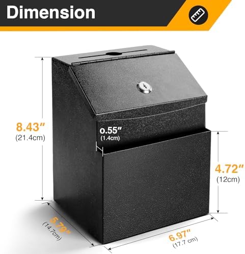 Suggestion Boxes with Slot and Lock,2 Pack Metal Donation Boxes - Image 2