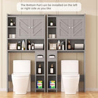 Shintenchi Over the Toilet Storage Cabinet, Bathroom Storage Cabient with Barn Doors, Bathroom Storage Shelf Organizer with Toilet Paper Holder, Adjustable Shelf and Anti-Tip Device, Gray - Image 4