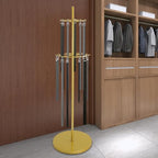 Floor Standing Belt Display, Metal Retail Tie Rack Hanger Organizer, Belt Stand Shelf for Clothing Store Bedroom Business (Gold) - Image 3