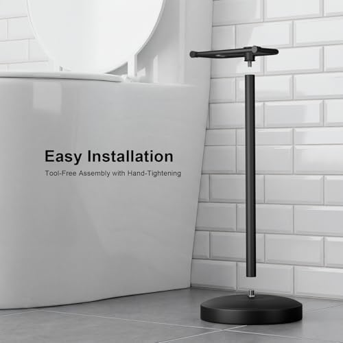 Freestanding Toilet Paper Holder Stand, Heavy Duty Matte Black Stainless Steel Toilet Paper Holder with Weighted Base, Rustproof & Tool-Free Installation for Modern Bathrooms - Image 5