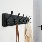 Dseap Coat Rack Wall Mounted - 24" Long 6 Tri Hooks, Heavy Duty Wooden Wall Coat Hanger Coat Hook for Clothes Hat Jacket Clothing, Black, Pack of 2 - Image 5