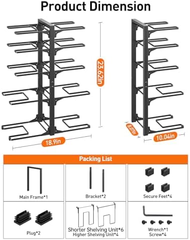 ORDORA Pots and Pans Organizer Under Cabinet 23.6" 10-Tier Adjustable Black - Image 3
