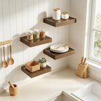 RICHFOCUS 8Inch Square Floating Shelves for Wall 4Pack|Walnut - Image 2