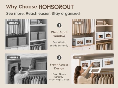 Homsorout Small Closet Storage Bins - Closet Shelf Organizer with Open Window, 6 Pack, White - Image 3