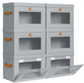 Homsorout Medium Fabric Storage bins - Collapsible Storage Bins with Open Window, 6 Pack Closet Baskets for Shelves, Stackable Decorative Boxes for Home, Dorm, Grey, 13.7"x 9.8" x 9.8" by Homsorout