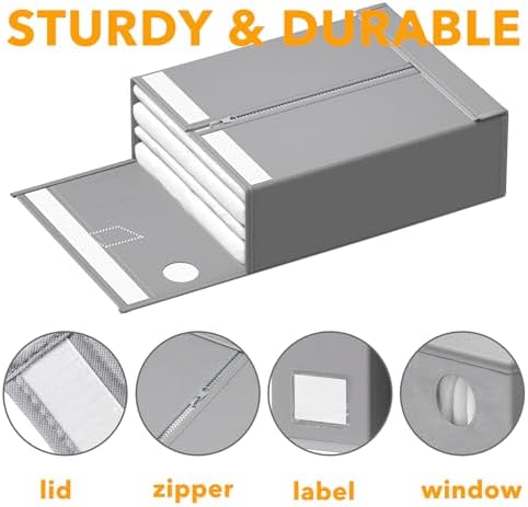 SpaceAid 3 Pack Bed Sheet Organizers and Storage, Foldable Sheet Organizer for Linen Closet, Sheets Set Folder Keeper with Window XL (Queen & King Size) Bedding Container (Gray, 3 Pack) - Image 6