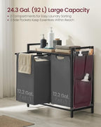 VASAGLE Laundry Hamper with Shelf, 2 Pull-Out Bags, 2 x 12.1 Gallons (46 L) - Image 3