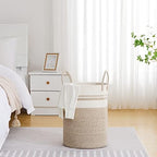 VIPOSCO 58L Tall Woven Laundry Basket Hamper, Brown White - Image 4