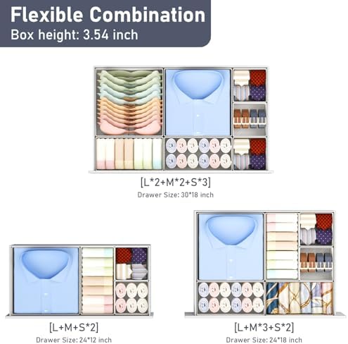 DIMJ Drawer Organizer Clothes 26 Pack - Foldable Baby Organizers and Storage & Closet Organizers for Bedroom, Closet - Nursery Organization Dresser Dividers for underwear, Sock,Bra, Belt, Tie,White - Image 4