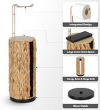 Freestanding Toilet Paper Holder with Storage,3 Rolls of Tissue Holder for Bathroom,Handmade Woven Toilet Paper Roll Holder Stand,Water Hyacinth Boho Bathroom Decor Farmhouse Toilet Paper Storage - Image 4