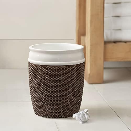 Bathroom Wastebasket - Resin Decorative Trash Can (Brown and White)… - Image 2