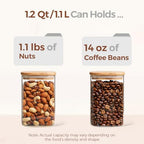 ComSaf Square Glass Containers with Lids 1.2 Qt, Set of 4 Pantry Glass Jars - Image 3