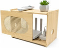 Natural Wood Router Box Hider with Rattan Doors, Tabletop Cable Management Cabinet to Hide Modem & Cords, Fits up to 11" H, 16"x10.4"x12" by Unknown
