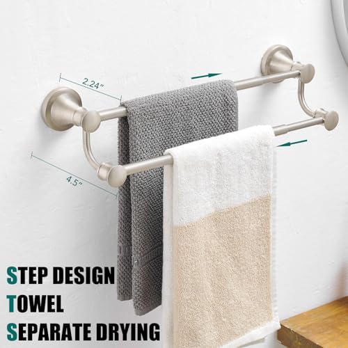 Hoimpro Double Towel Bar Towel Rack for Bathroom Wall Mount Brushed Nickel - Image 5