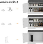 Homleke Shoe Storage Bench, 4 Doors & Thickened Padded Seat Cushion - Image 7