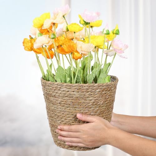 Hemoton Rattan Planter Basket Wicker Plant Flower Pot 8.7 Inch Seagrass Woven Indoor Planter for Home Decor and Succulent Plants - Image 2